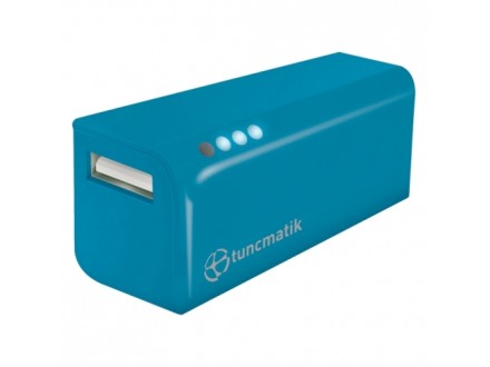 Tuncmatik Mini Charge 2000mAh PowerBank Blue microUSB cable