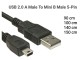 USB na mini B kabl 90 cm, 100 cm, 140 cm, 150 cm,180 cm slika 1