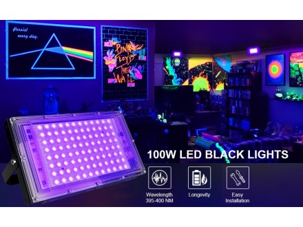 UV Led svetlo 100W Black light 390nm - 400nm