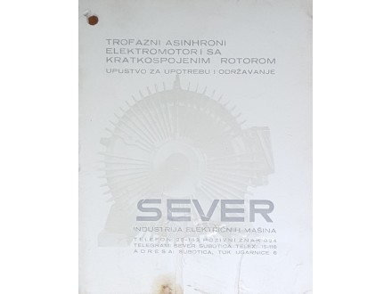 Uputstvo Za Motore `SEVER` Subotica Jugoslavija