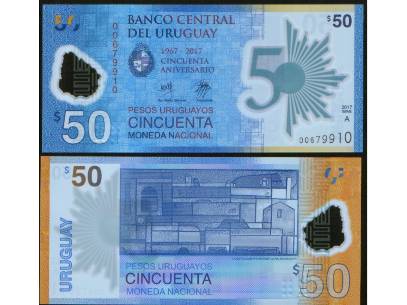 Uruguay 50 Pesos 2018. UNC Polymer.