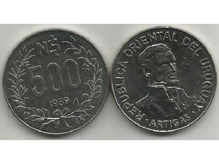 Uruguay 500 nuevos pesos 1989.
