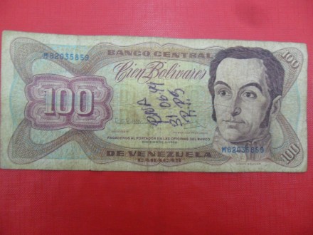 Venecuela-Venezuela 100 Bolivares 1992, P4549
