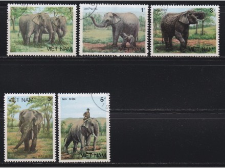 Vijetnam 1986 fauna slonovi ponisteno