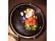 Vintage Russian ručno slikan cvetni tanjir metal slika 1