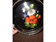 Vintage Russian ručno slikan cvetni tanjir metal slika 3