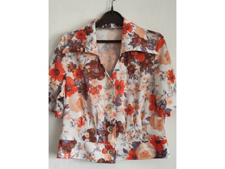 Vintage cvetna bluza sa velikom kragnom vel.M