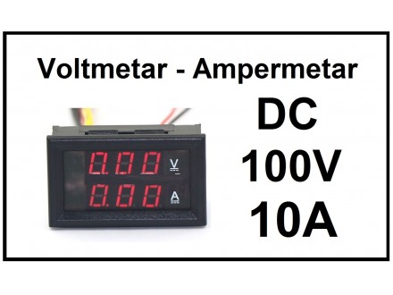 Voltmetar i Ampermetar DC 100V i 10A crveni displej