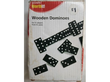 Wooden Dominoes Woolworths duplo 6, 28 kom.,ocuvane kut