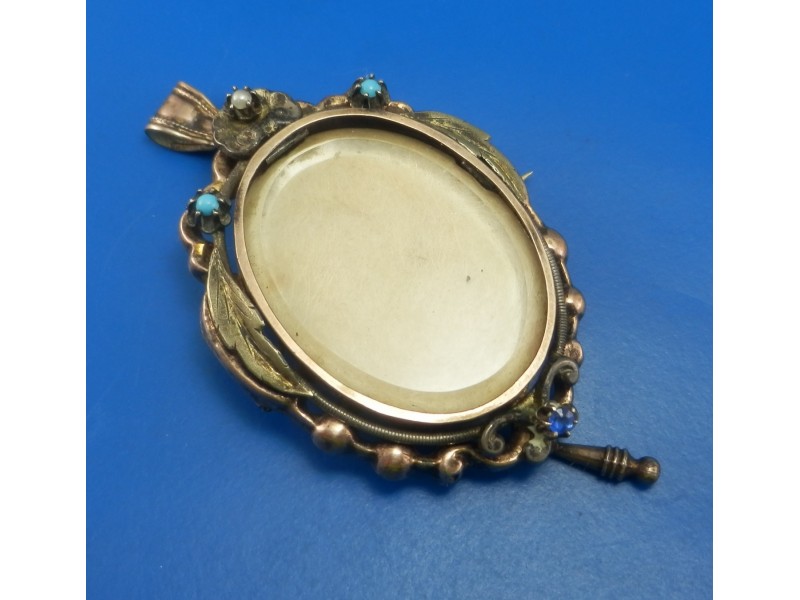 XIX vek - foto medaljon-broš - srebro
