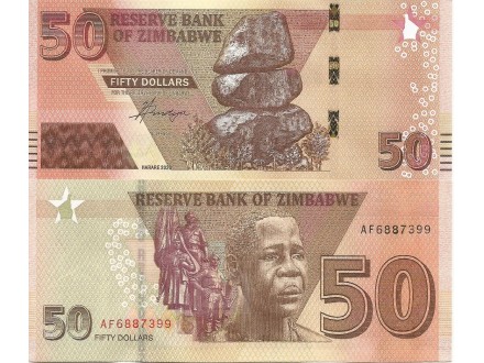 Zimbabwe 50 dollars 2020. UNC
