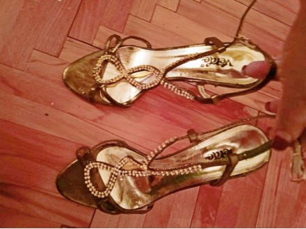 Zlatne sandale br. 39, 10cm visina štikle