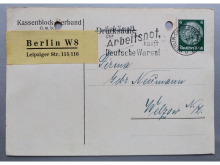 d10 Deutsches reich postkarta 1938 putovala