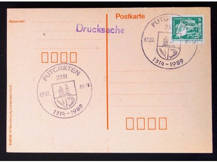 p74 Postkart DDR, uslužno žigosana