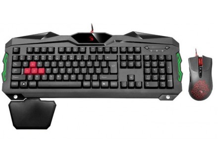 x-A4-B2100 A4Tech Bloody Gejmerska svetleca tastatura(LED)+mis, black, USB,US layout  B210+V9C