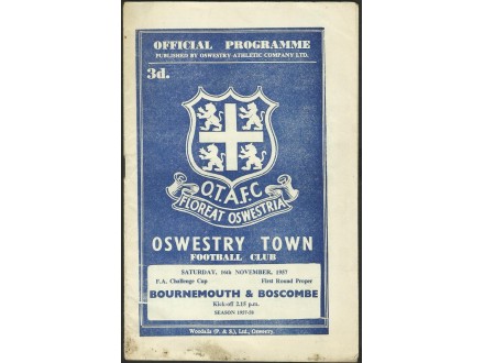 zvanicni program fudbalski klub oswestry town 1957